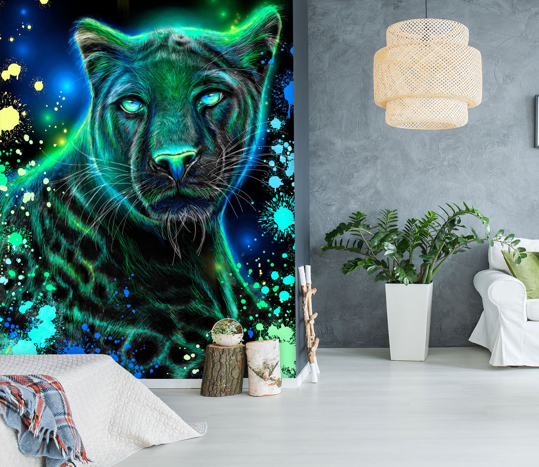 3D Watercolor Leopard 8443 Sheena Pike Wall Mural Wall Murals