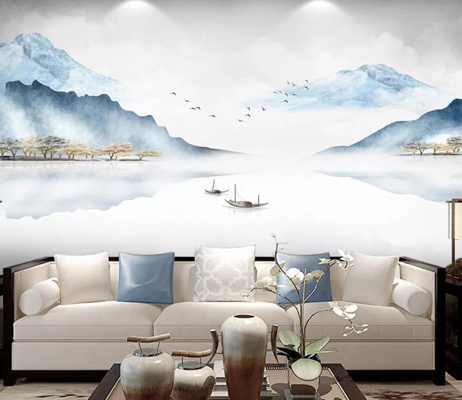 3D Lake Tree WC1608 Wall Murals