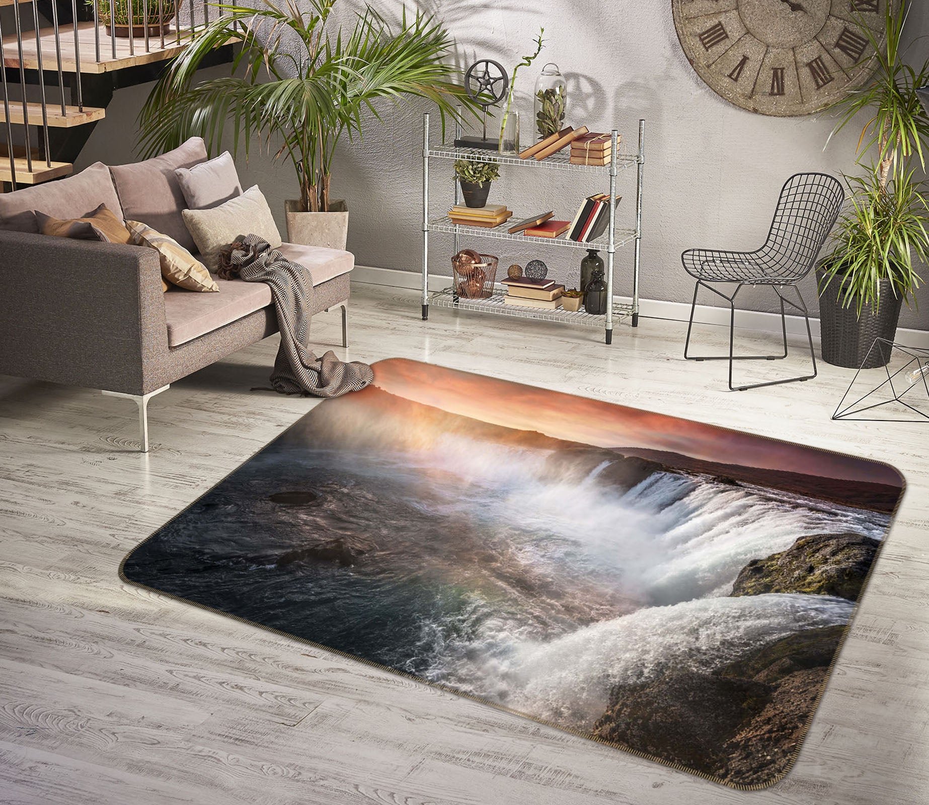 3D Canyon Waterfall 1107 Marco Carmassi Rug Non Slip Rug Mat