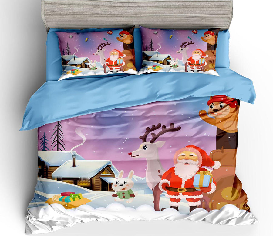 3D Snow Santa Animal 32150 Christmas Quilt Duvet Cover Xmas Bed Pillowcases