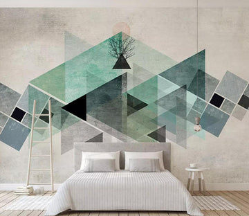 3D Green Triangle WC488 Wall Murals