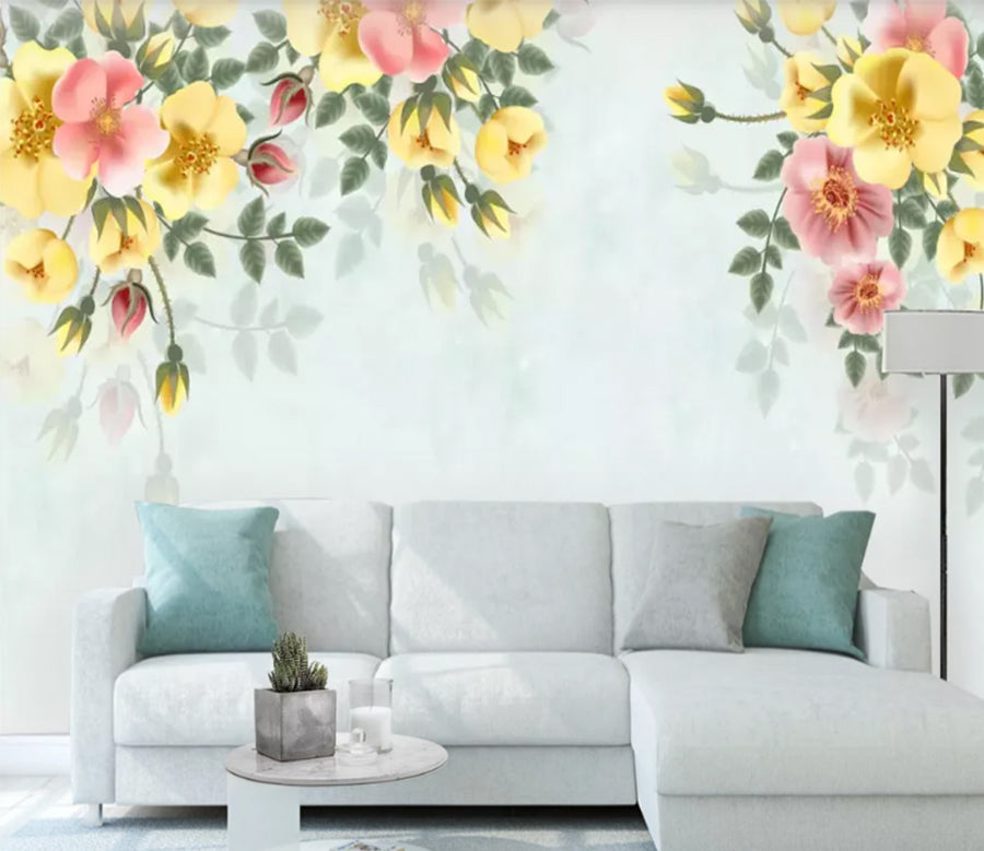 3D Colored Vine Roses WC705 Wall Murals