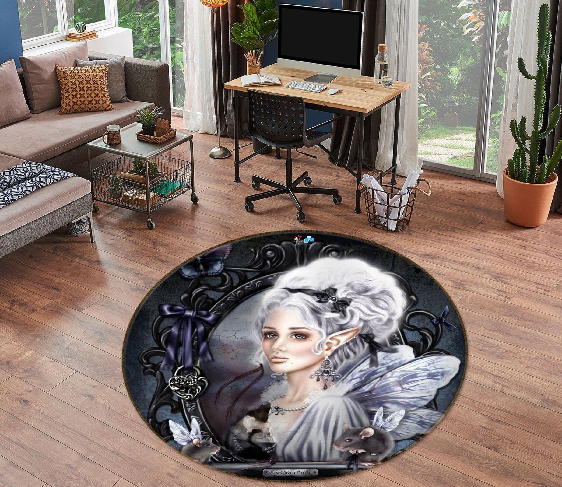 3D Butterfly Elf 8903 Brigid Ashwood Rug Round Non Slip Rug Mat