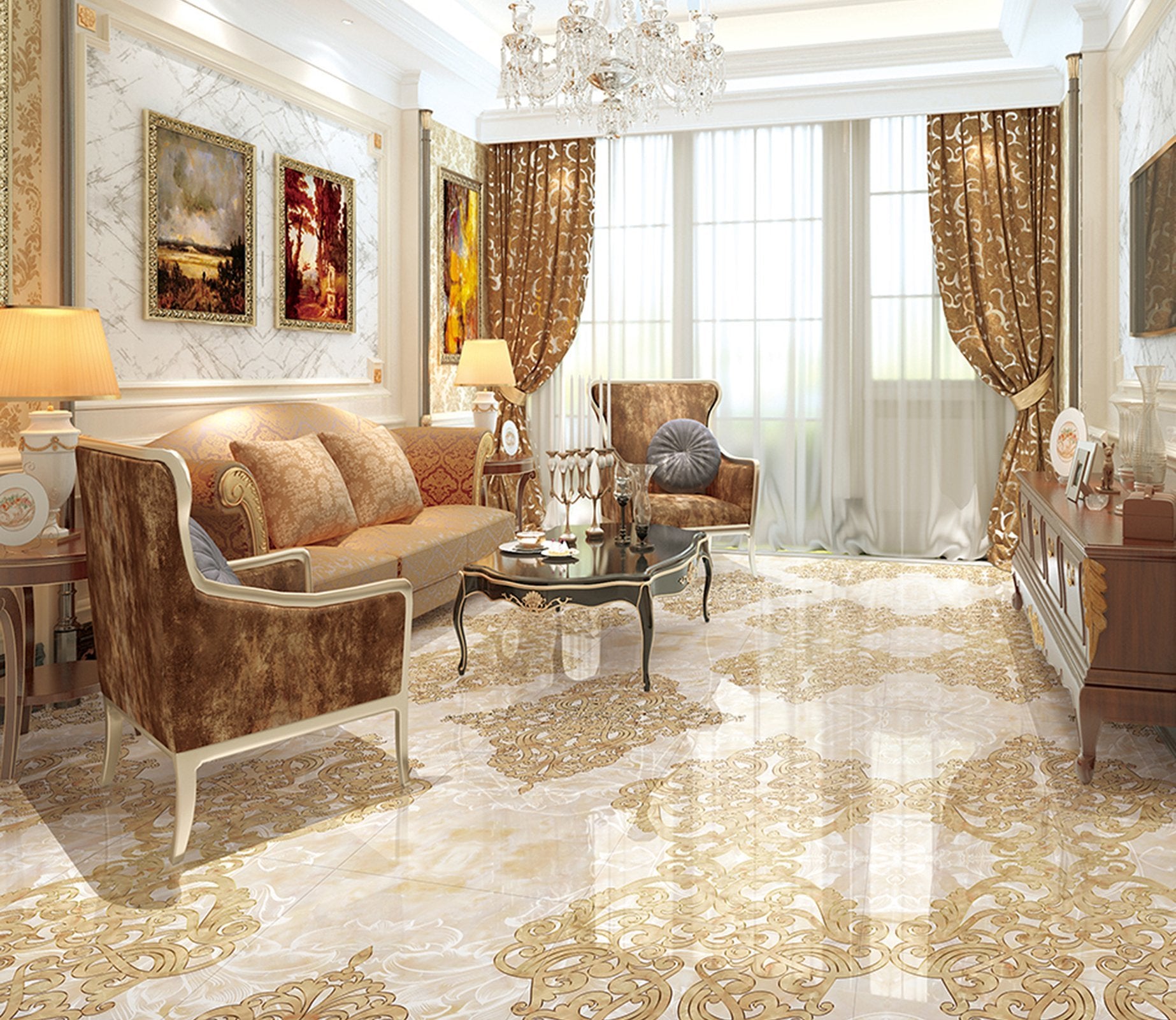 3D Marble Pattern WG690 Floor Mural Wallpaper AJ Wallpaper 2 