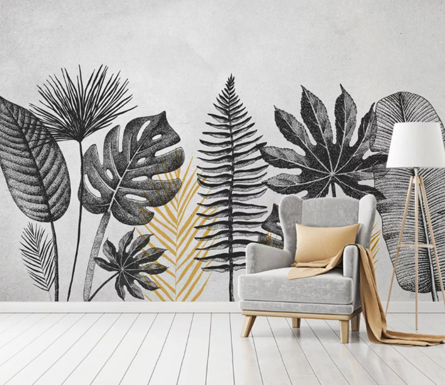 3D Black Banana Leaf WC1876 Wall Murals