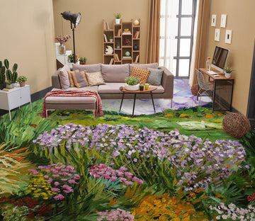 3D Purple Flowers 9674 Allan P. Friedlander Floor Mural  Wallpaper Murals Self-Adhesive Removable Print Epoxy