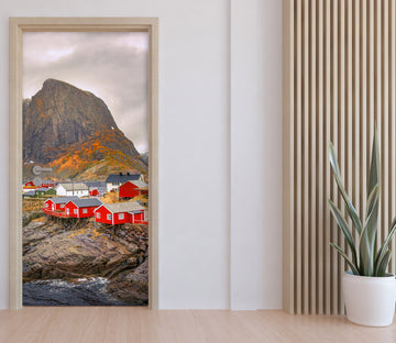 3D Rock Red Houses 11616 Marco Carmassi Door Mural