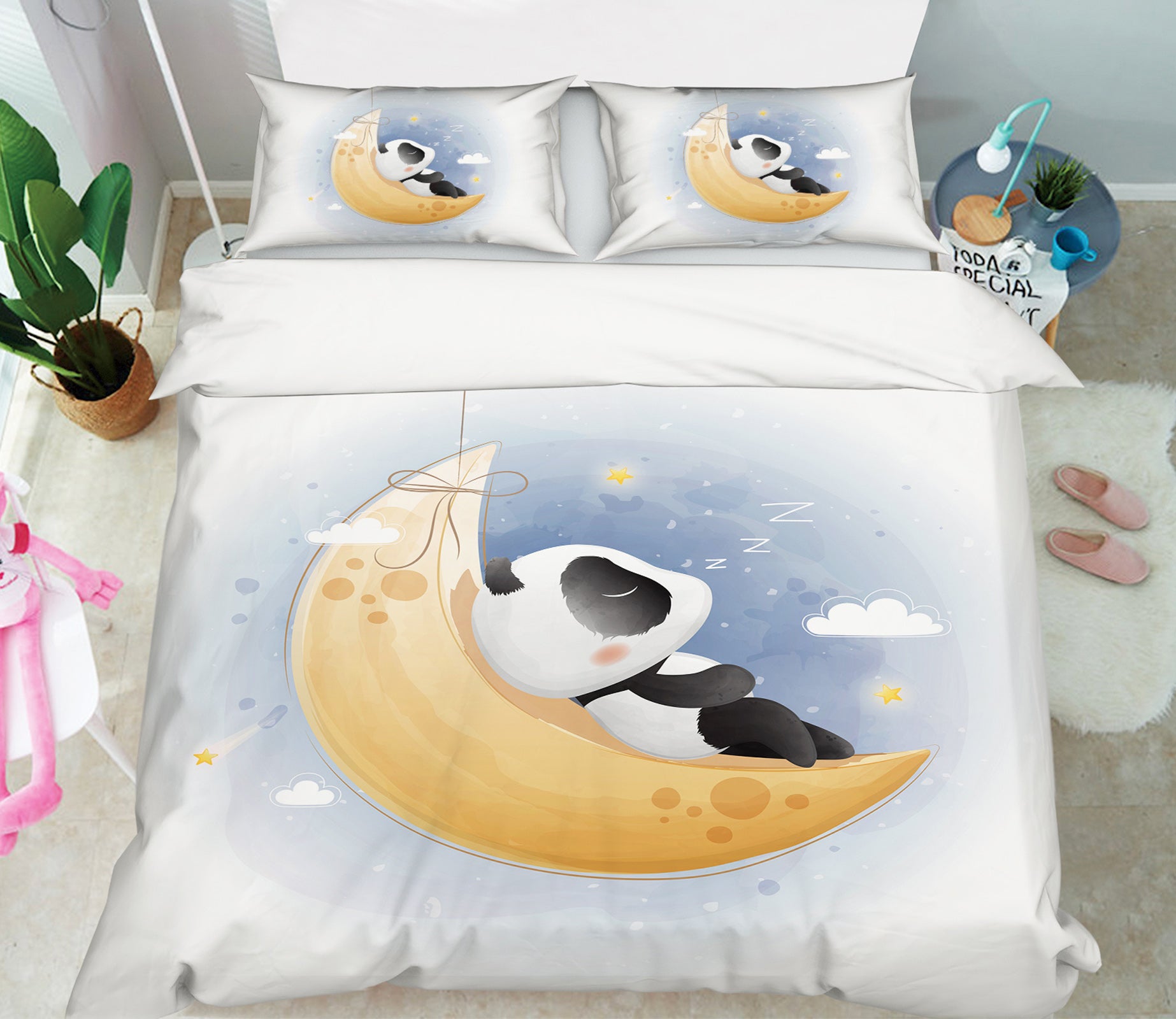 3D Moon Panda 63225 Bed Pillowcases Quilt