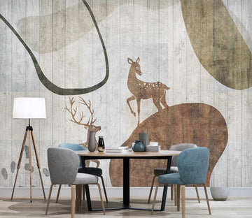 3D Deer On An Irregular Circle 2565 Wall Murals