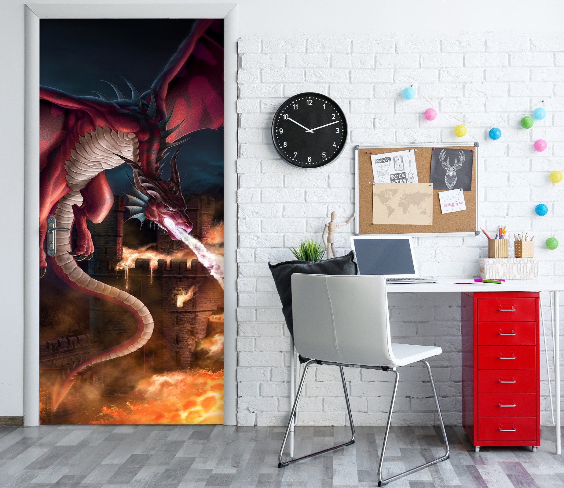 3D Red Dragon Wings 623 Tom Wood Door Mural