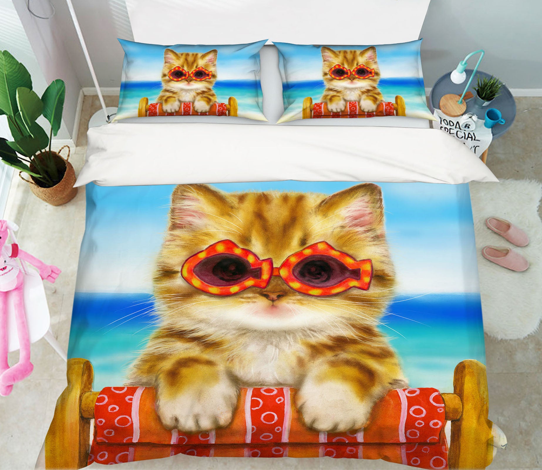 3D Glasses Cat 5859 Kayomi Harai Bedding Bed Pillowcases Quilt Cover Duvet Cover