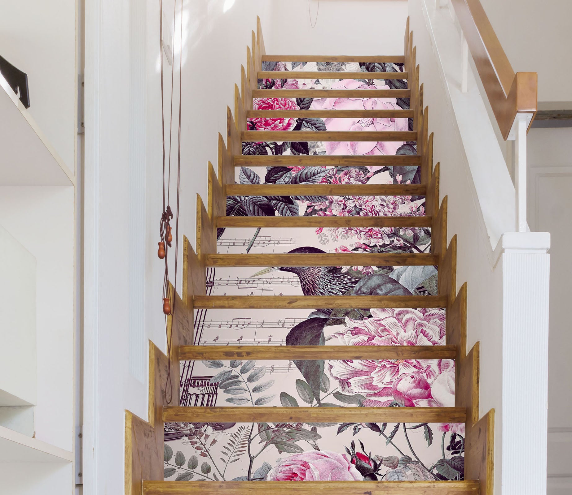 3D Pink Bird Flower 109178 Andrea Haase Stair Risers