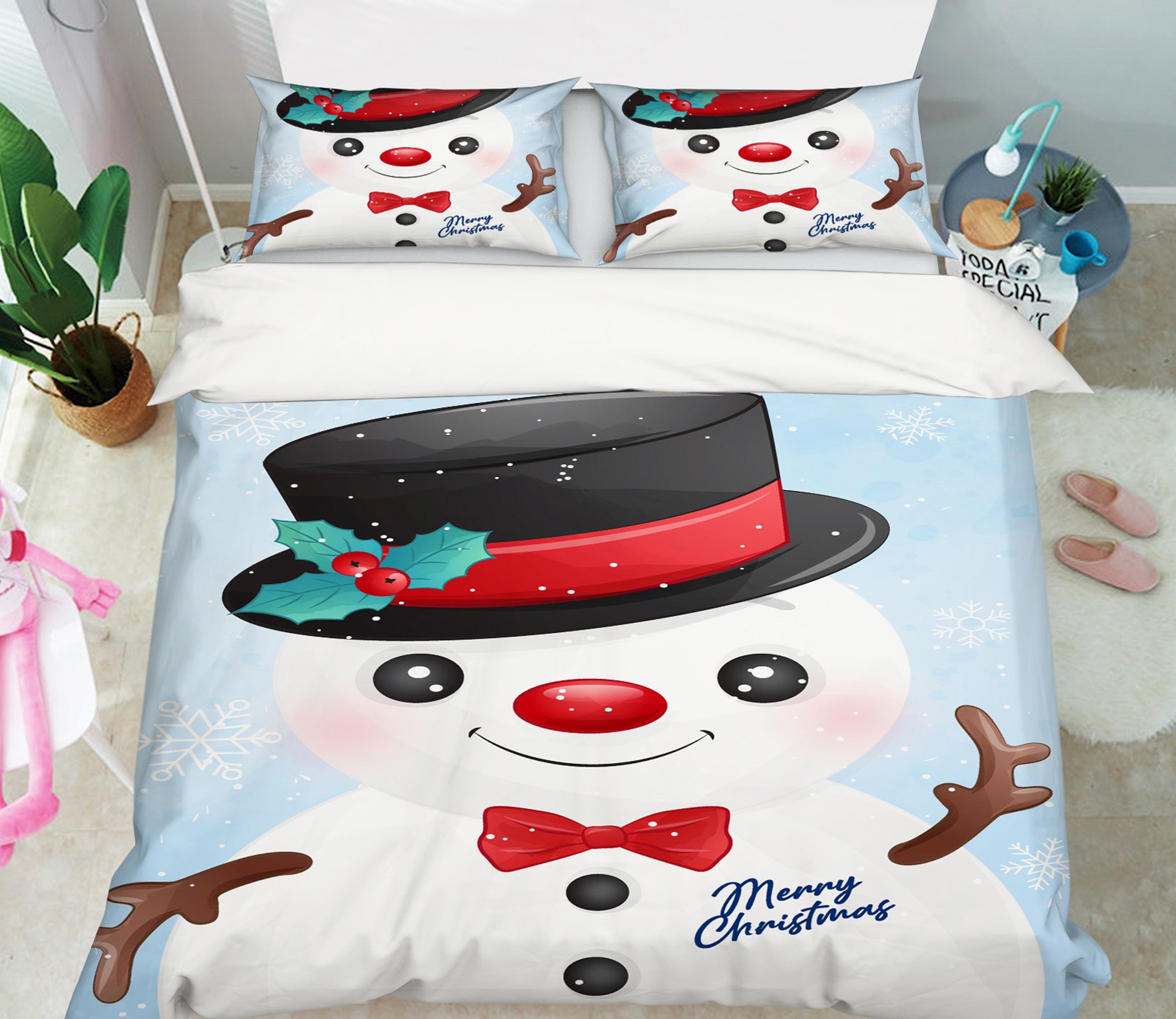 3D Snowman 52208 Christmas Quilt Duvet Cover Xmas Bed Pillowcases