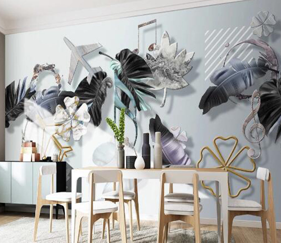 3D Purple Leaves WC1832 Wall Murals