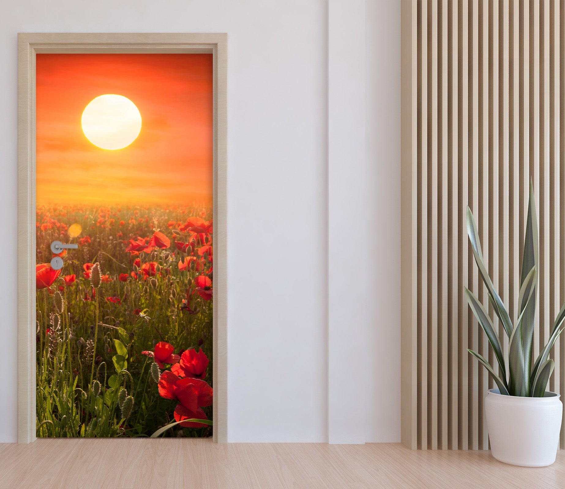 3D Sun Red Flower Bush 11548 Marco Carmassi Door Mural