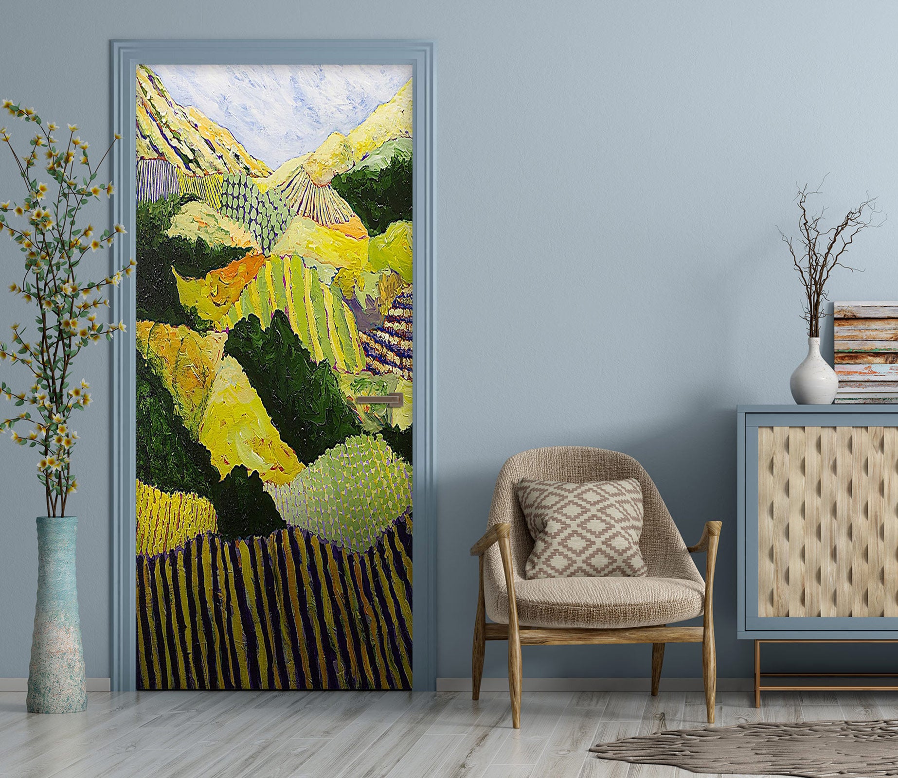 3D Green Field Hillside 9322 Allan P. Friedlander Door Mural