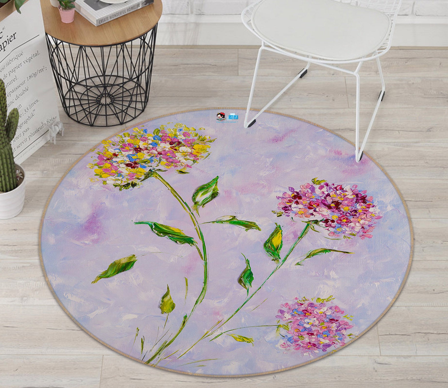 3D Colorful Flower 854 Skromova Marina Rug Round Non Slip Rug Mat