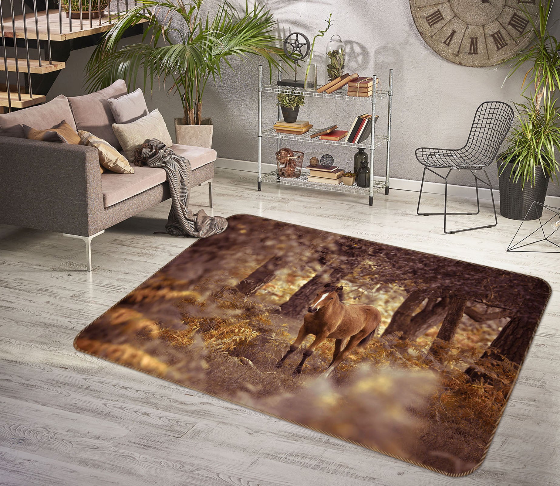 3D Forest Horse 3006 Assaf Frank Rug Non Slip Rug Mat