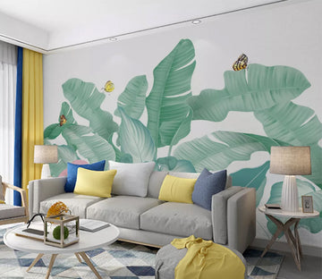 3D Banana Leaf Butterfly WC2055 Wall Murals