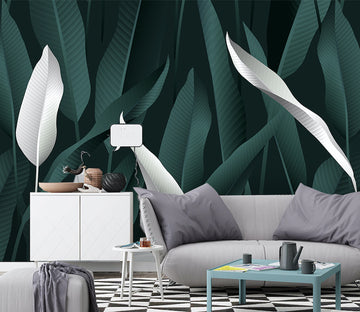 3D White Leaves WG268 Wall Murals