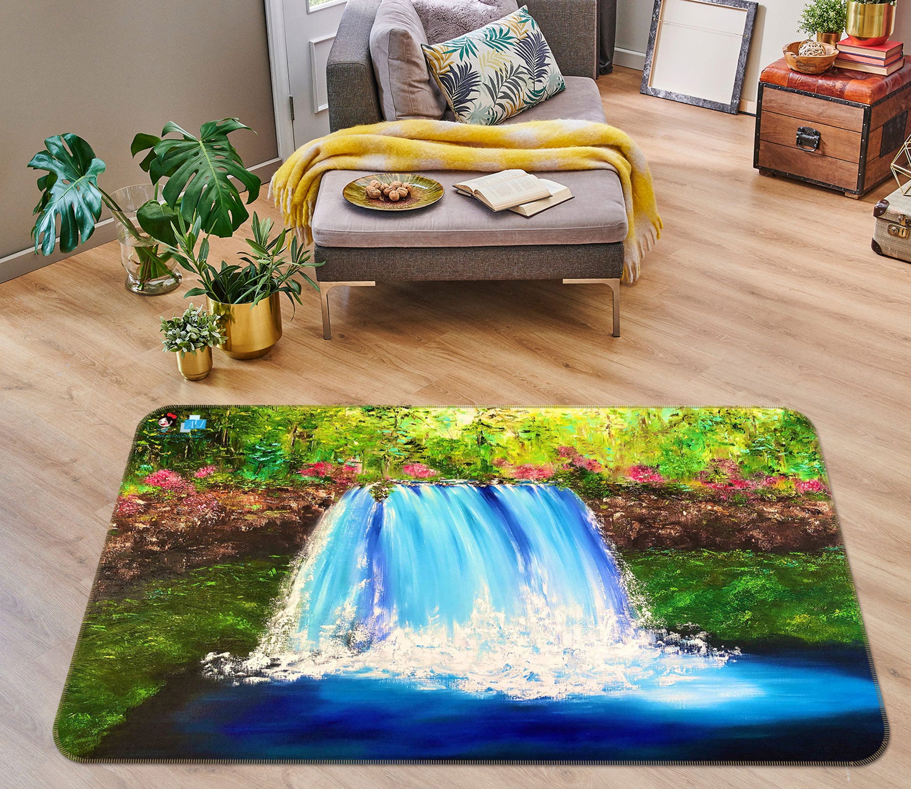 3D Blue Waterfall 1149 Skromova Marina Rug Non Slip Rug Mat