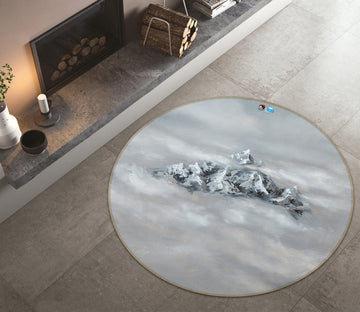 3D Mountain Peak 18147 Marina Zotova Rug Round Non Slip Rug Mat