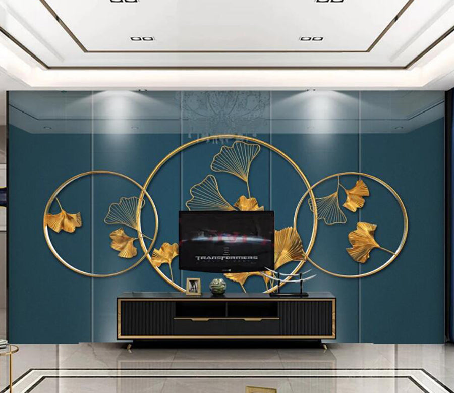 3D Golden Ginkgo Leaf 238 Wall Murals