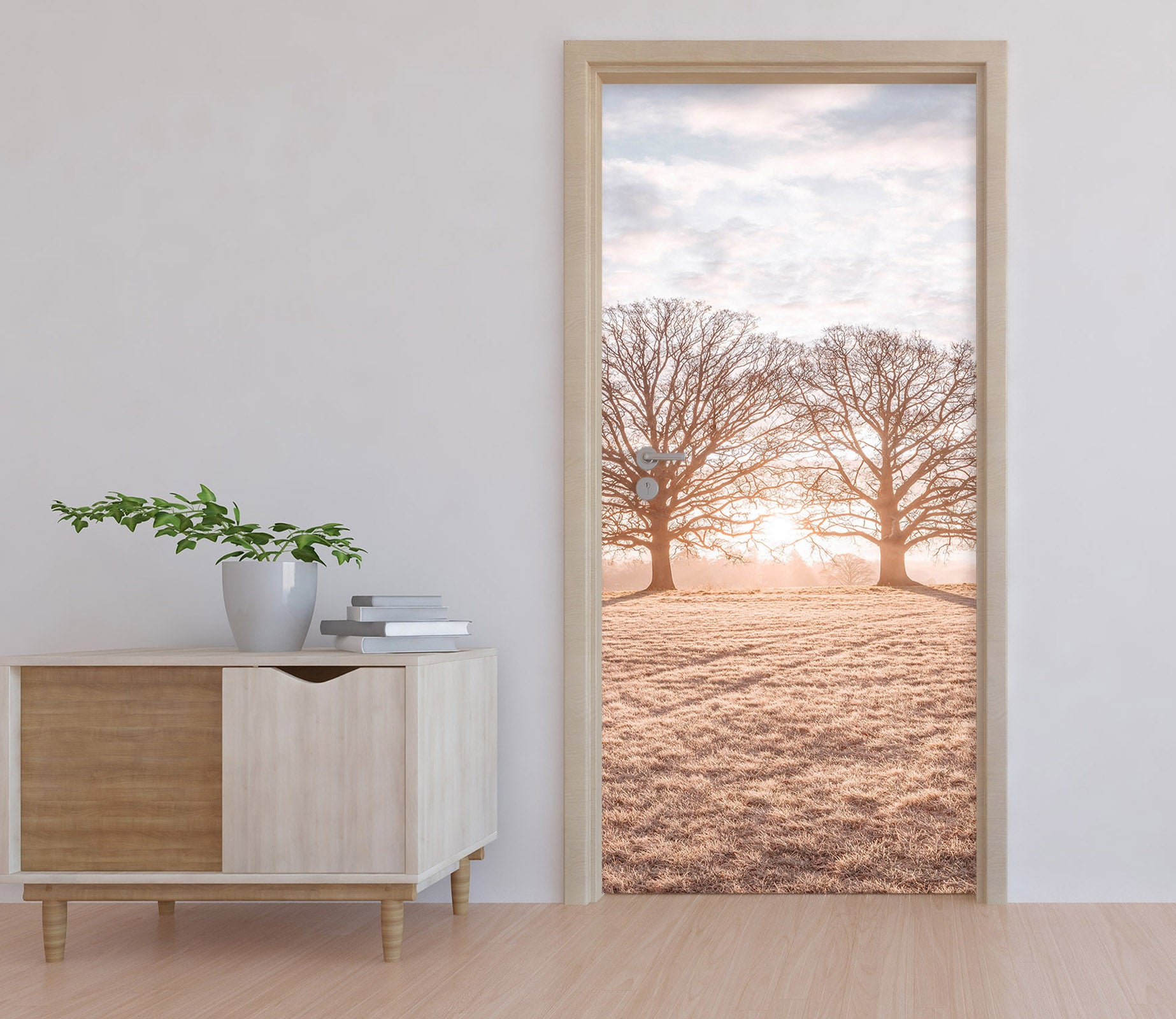 3D Trees Lawn Sunshine 10238 Assaf Frank Door Mural