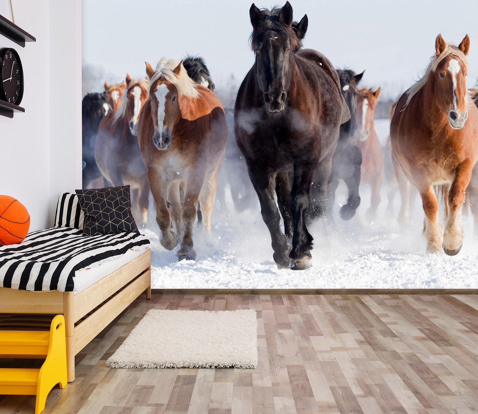 3D Dark Horse Running 186 Wall Murals