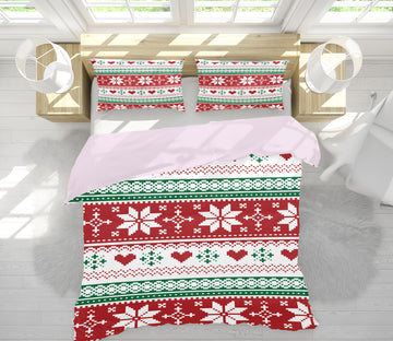 3D Snowflake Pattern 53044 Christmas Quilt Duvet Cover Xmas Bed Pillowcases