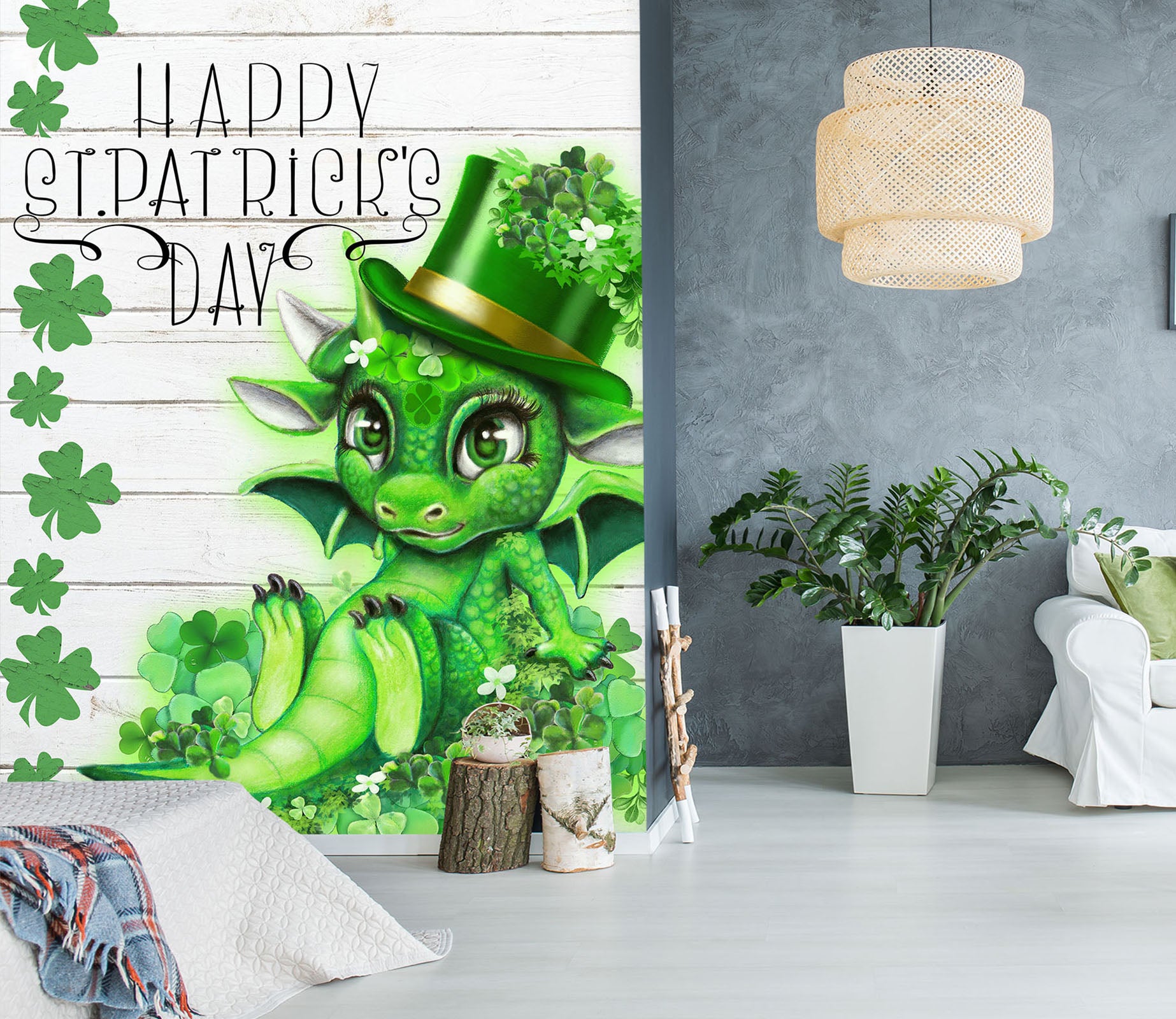 3D Clover Dragon 8468 Sheena Pike Wall Mural Wall Murals