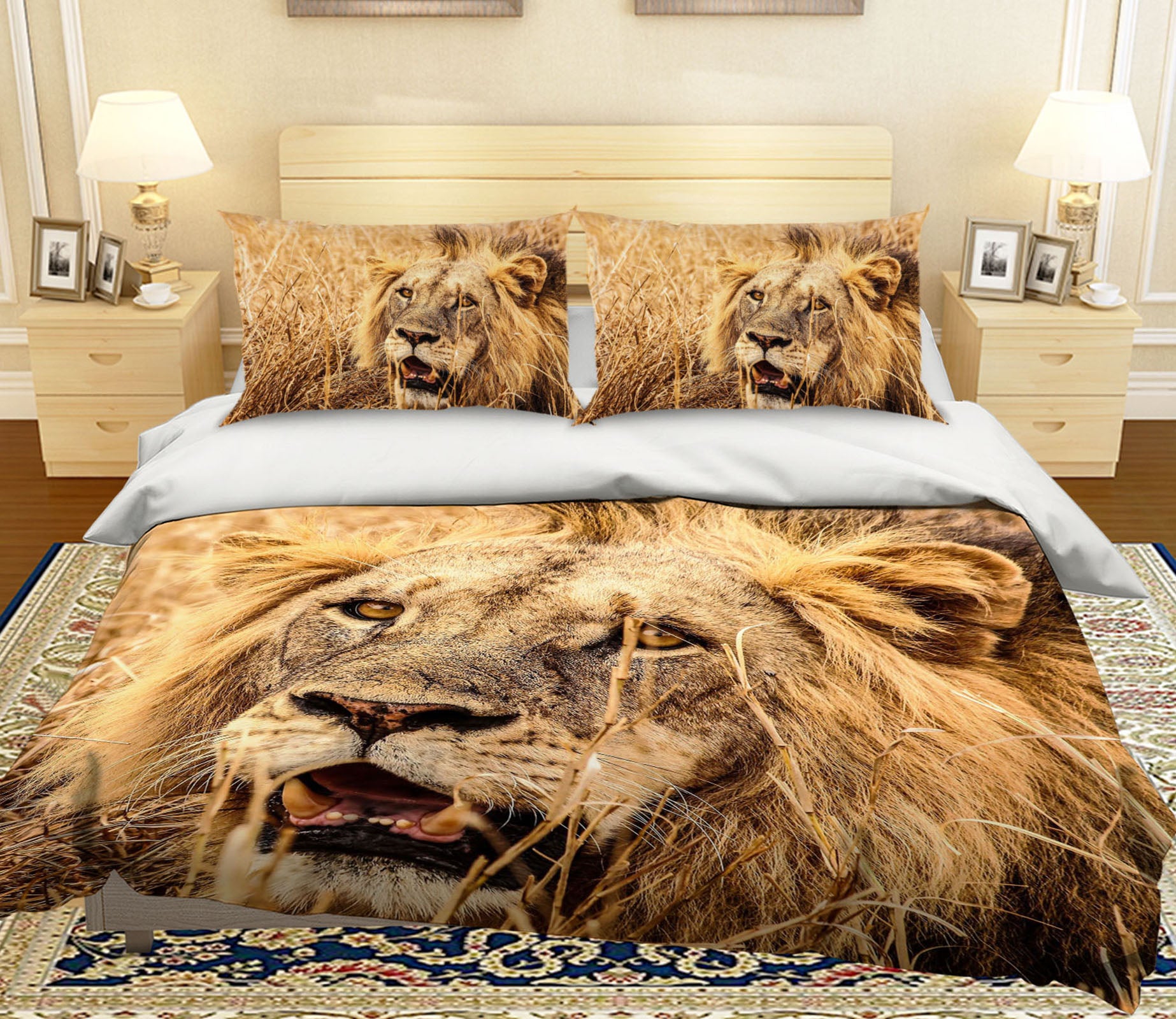 3D Yellow Lion 013 Bed Pillowcases Quilt