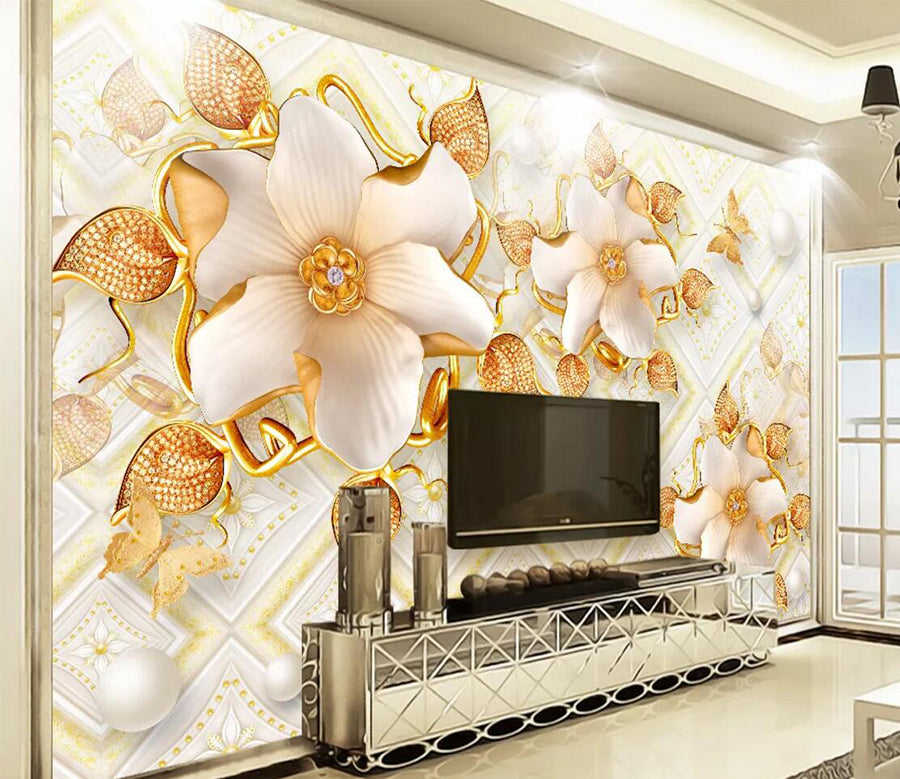 3D Yellow Flower WC688 Wall Murals