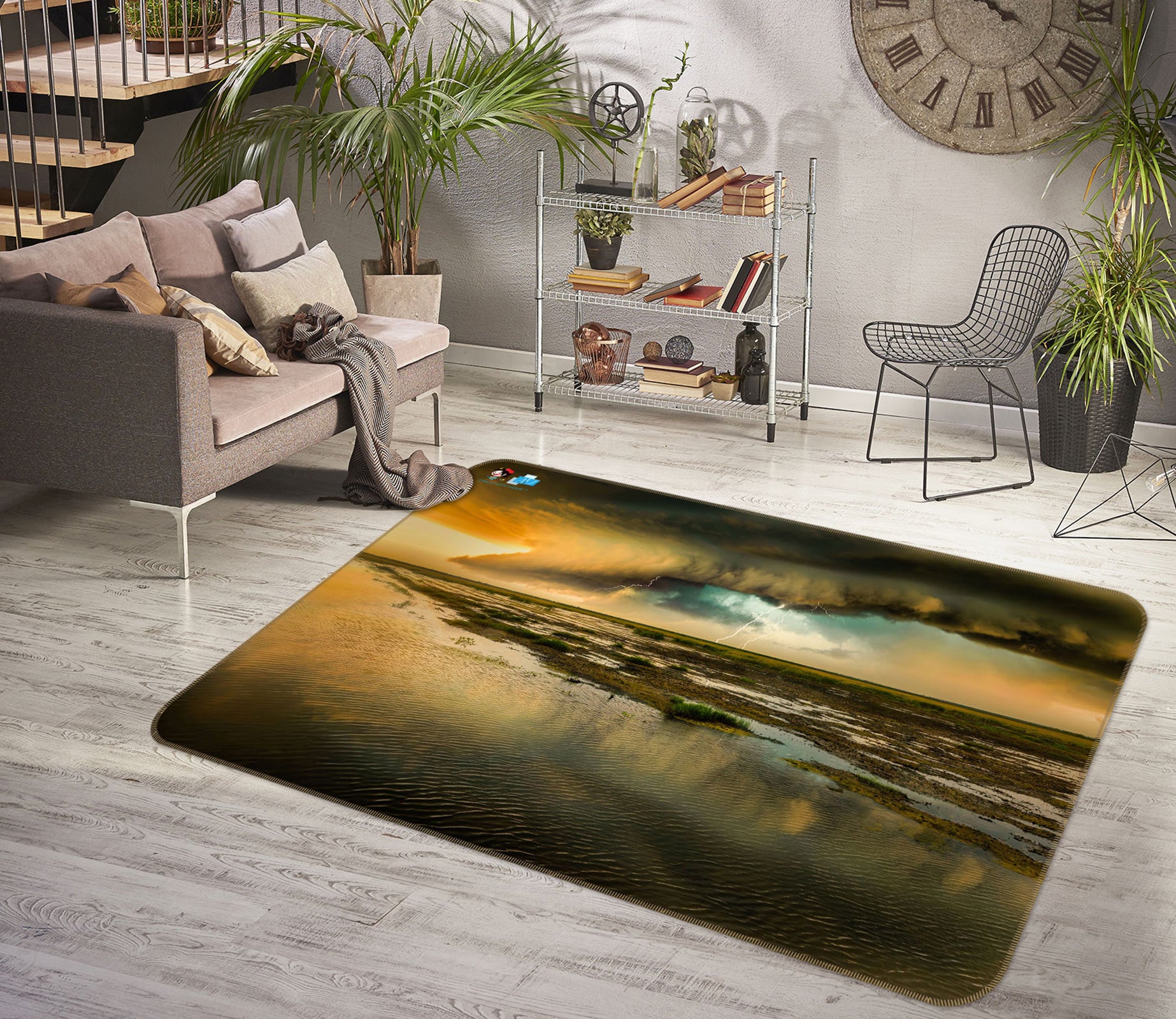 3D Cloud Lightning 5111 Beth Sheridan Rug Non Slip Rug Mat