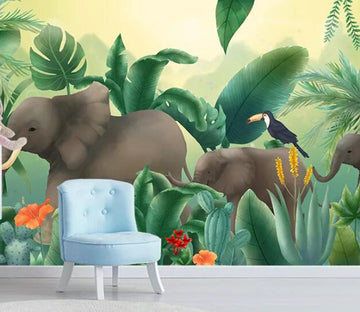 3D Elephant Forest WC94 Wall Murals Wallpaper AJ Wallpaper 2 