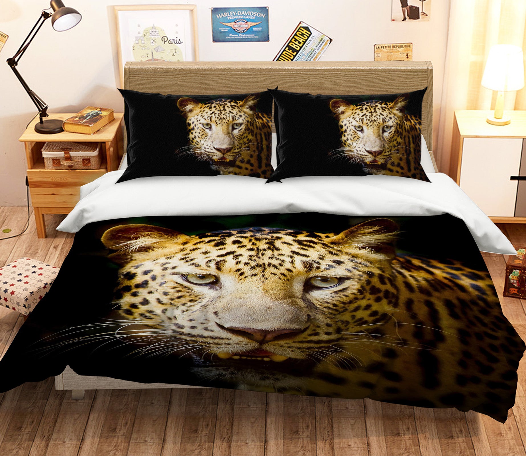 3D Beast Leopard 104 Bed Pillowcases Quilt