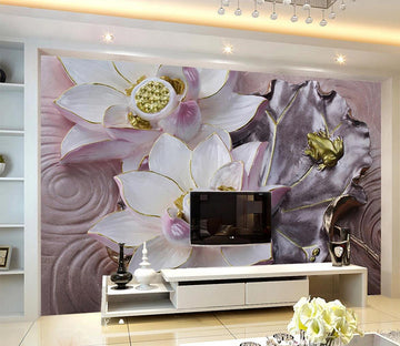 3D Frog Lotus WC633 Wall Murals