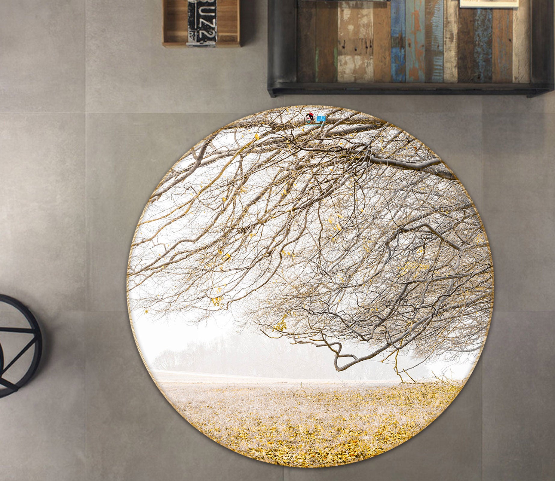 3D Tree Branches 7377 Assaf Frank Rug Round Non Slip Rug Mat