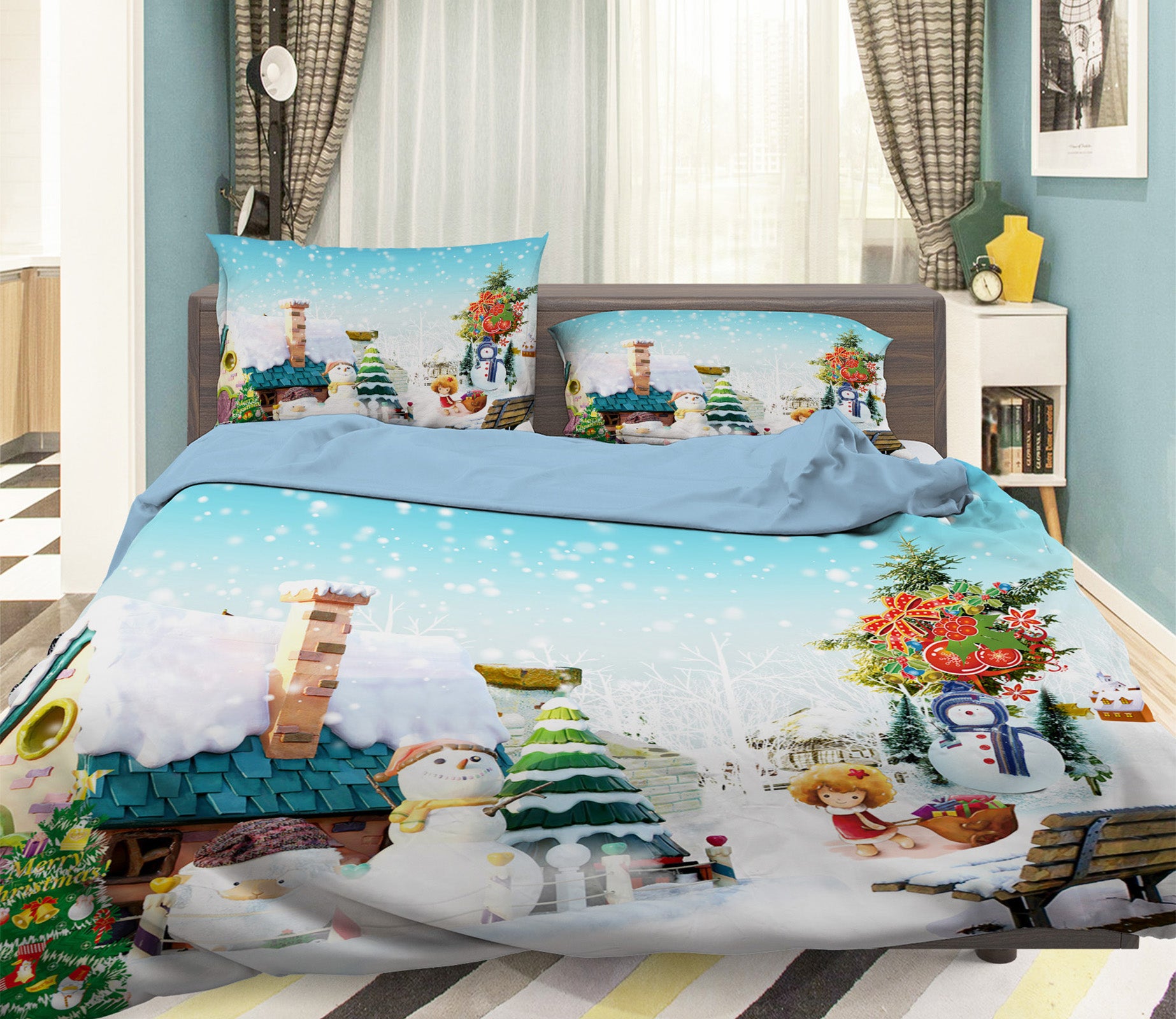 3D Snowman 31101 Christmas Quilt Duvet Cover Xmas Bed Pillowcases