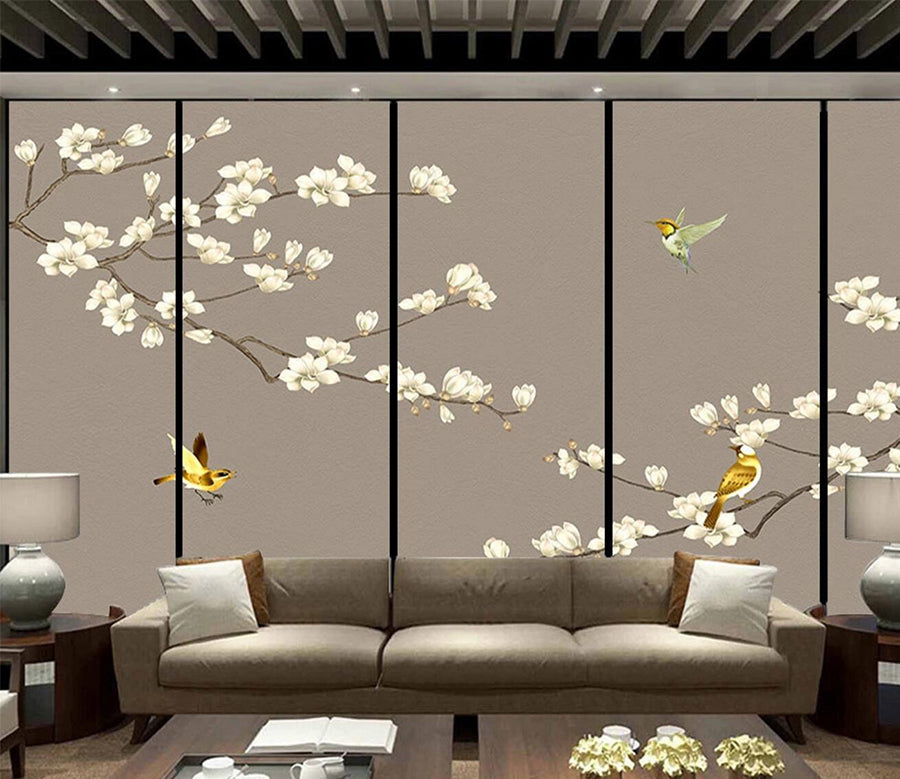 3D Yellow Bird Flower WC1226 Wall Murals