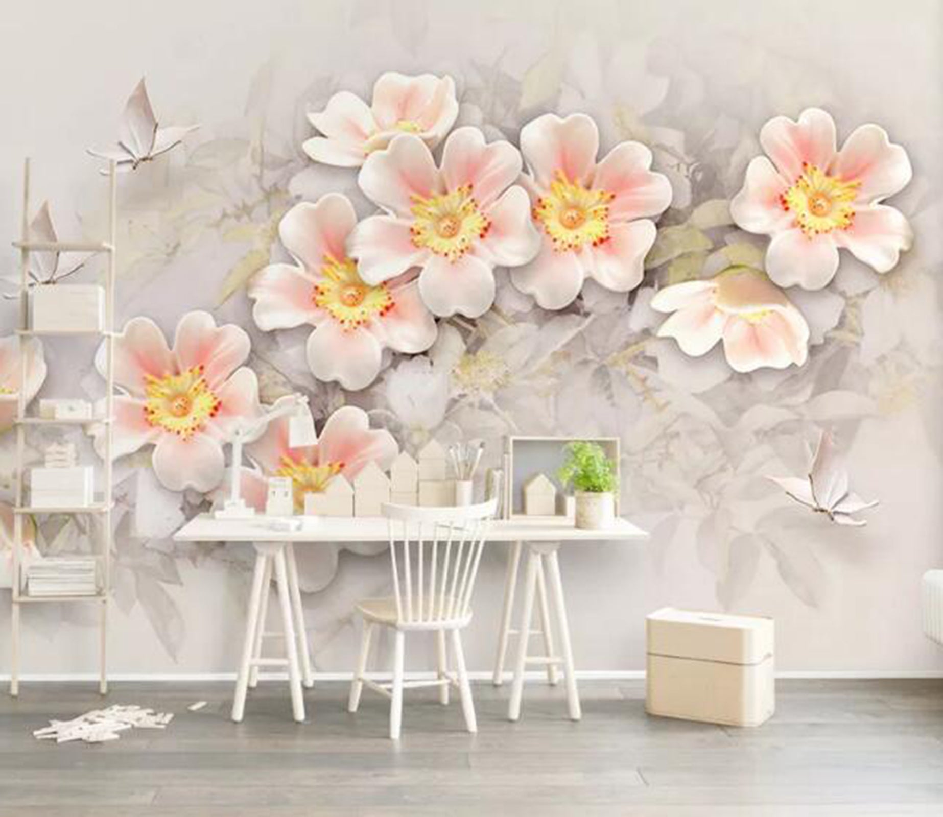 3D Flower Butterfly WG78 Wall Murals Wallpaper AJ Wallpaper 2 