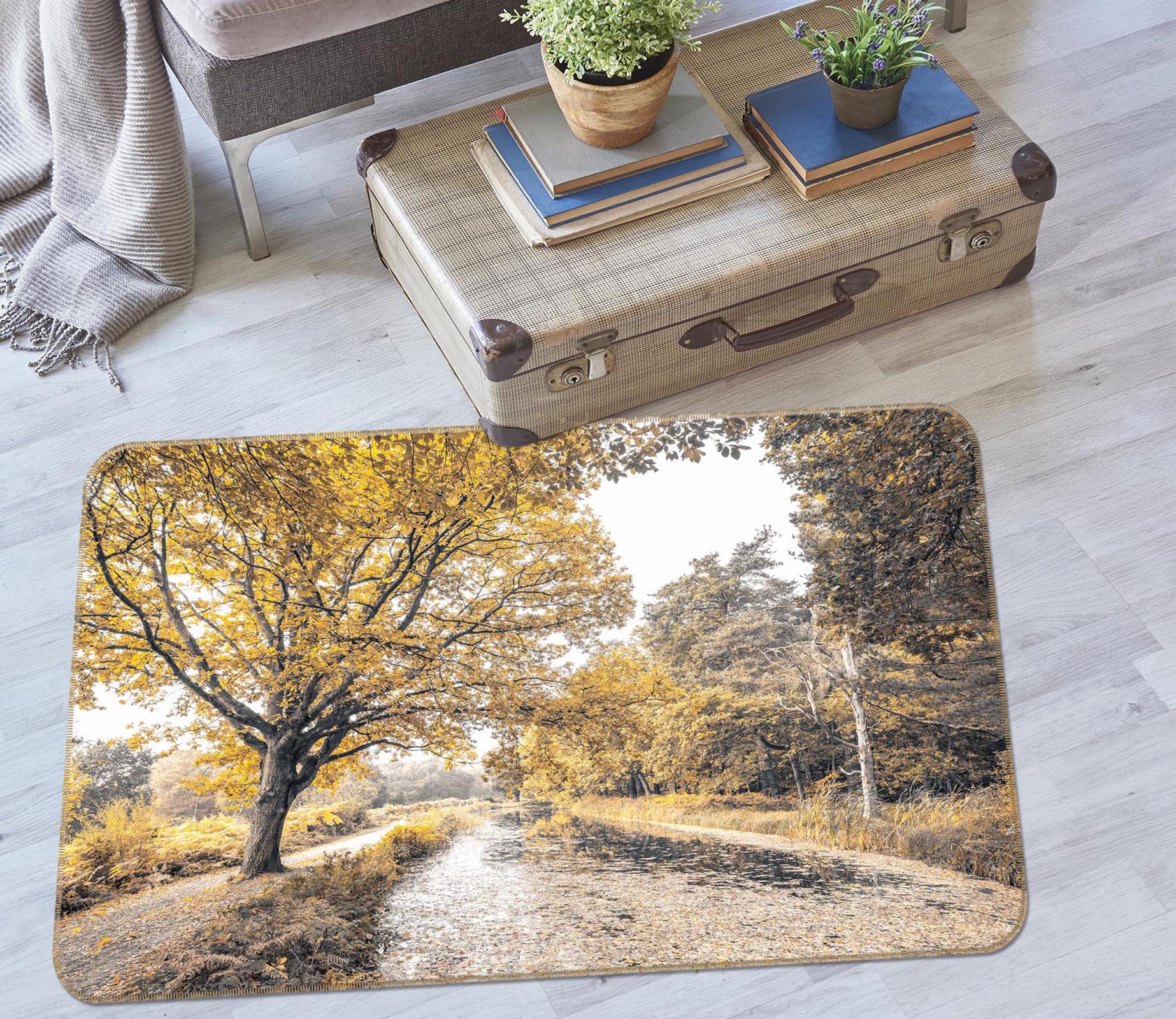 3D River Leaves 128 Assaf Frank Rug Non Slip Rug Mat