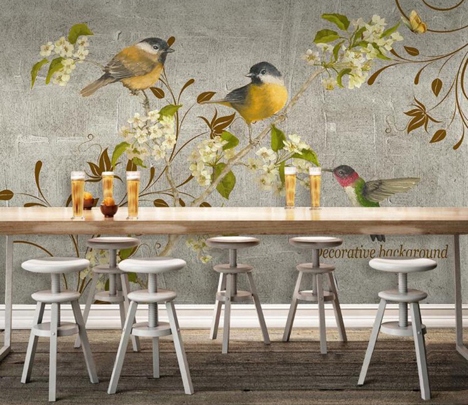 3D Bird Butterfly WC94 Wall Murals Wallpaper AJ Wallpaper 2 