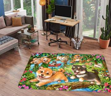 3D Dog Playing 5630 Kayomi Harai Rug Non Slip Rug Mat