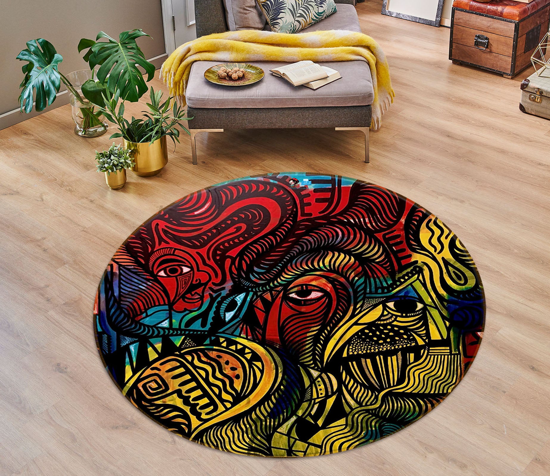 3D Abstract Painting 8253 Jacqueline Reynoso Rug Round Non Slip Rug Mat