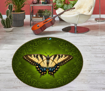 3D Butterfly Pattern 8892 Brigid Ashwood Rug Round Non Slip Rug Mat