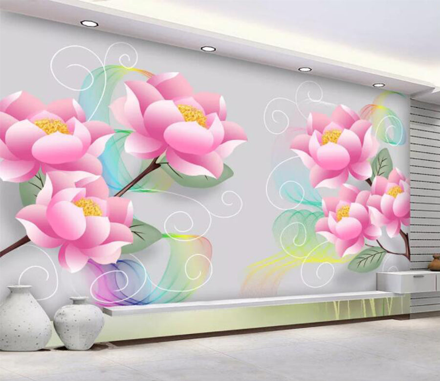 3D Red Lotus WC2058 Wall Murals