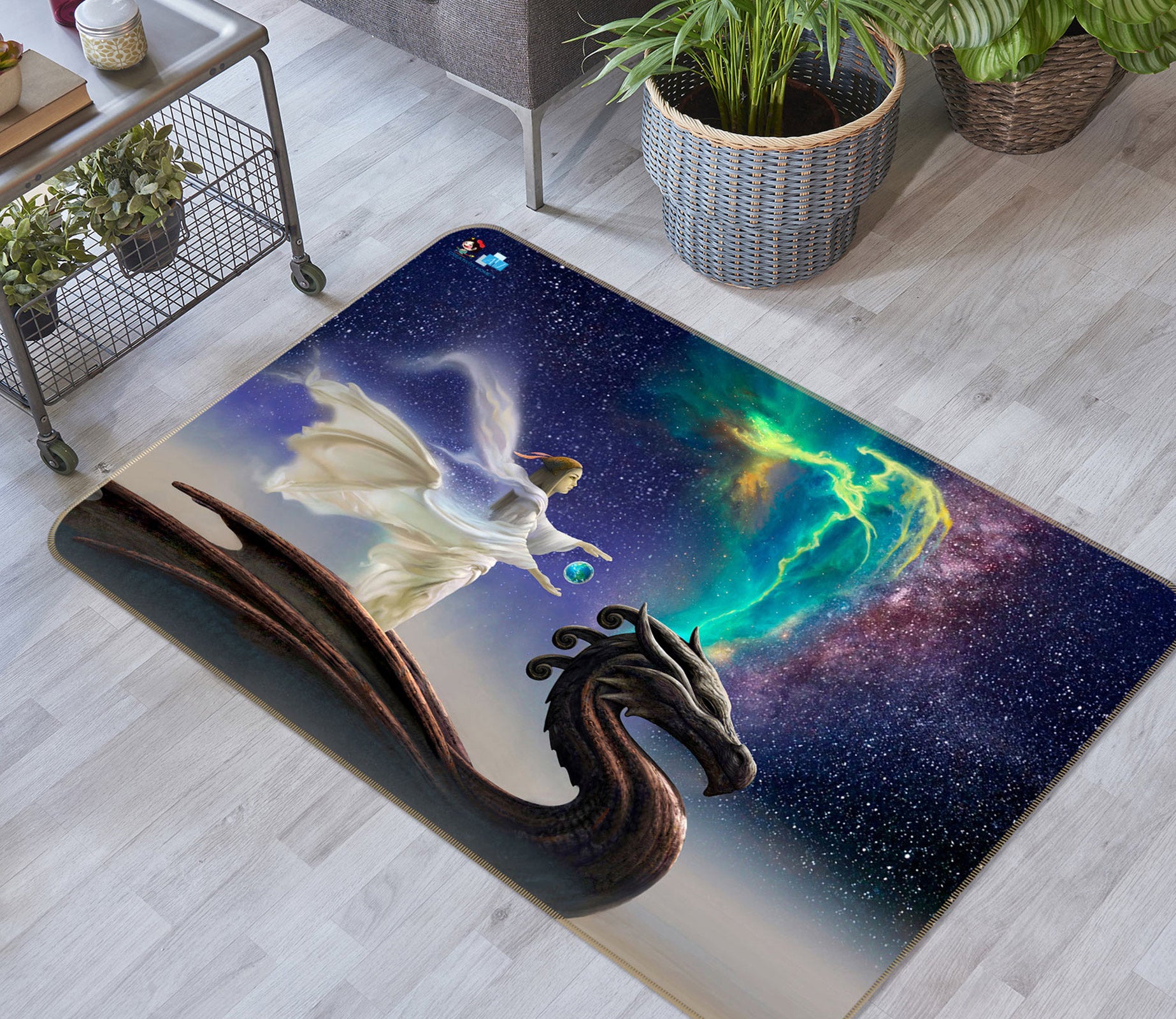 3D Dragon Starry Sky 5176 Ciruelo Rug Non Slip Rug Mat