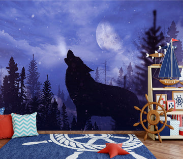 3D Forest Wolf 353 Wall Murals