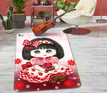 3D Strawberry Girl 5681 Kayomi Harai Rug Non Slip Rug Mat